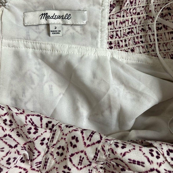 Madewell Convertible Halter Bandeau Silk Ivory & Burgundy dress, size two. - Picture 7 of 9